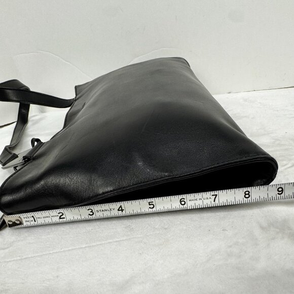 Apostrophe 13.5" Black Purse Structured Genuine Leather Gun Black Hardware Chic - Picture 14 of 16